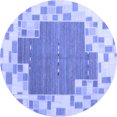 thumbnail image 1 of Ahgly Company Machine Washable Indoor Round Abstract Blue Contemporary Area Rugs, 3' Round, 1 of 4