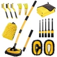 thumbnail image 1 of Cepillo para lavado de autos con mango largo, trapeador de lavado de autos de 55 pulgadas, kit de lavado para autos, guante retráctil con palo curvado para autos, RV, camiones y botes, 1 of 6