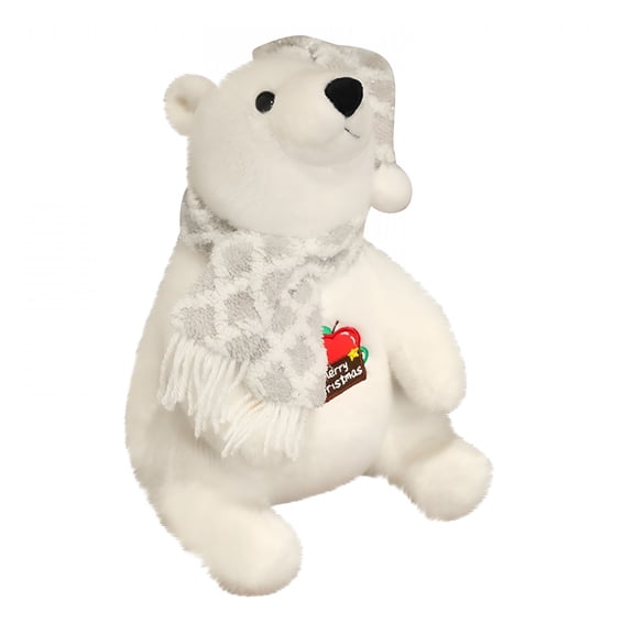 BESTSKY Stuffed Animal Plush, 11.8 Inch Lifelike Soft Cute Polar Bear with Scarf, Cute Polar Bear Plush Toy for Kids Children Family Xmas Birthday Gifts