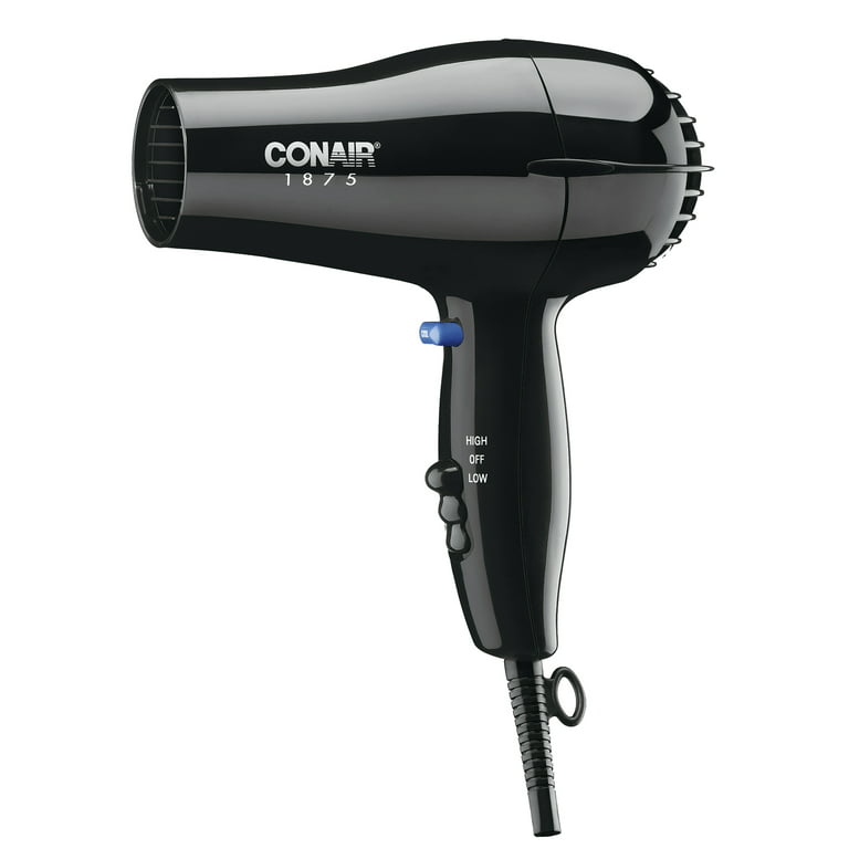 Conair Mid Size Ceramic Hair Dryer, 1875 Watts, Compact, Fast Drying and  Styling, Black 247TPW