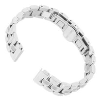 Masteelf Stainless Steel Watch Band Clasp Watch Chain General Watch Strap Solid Watch Band (14mm Silver)