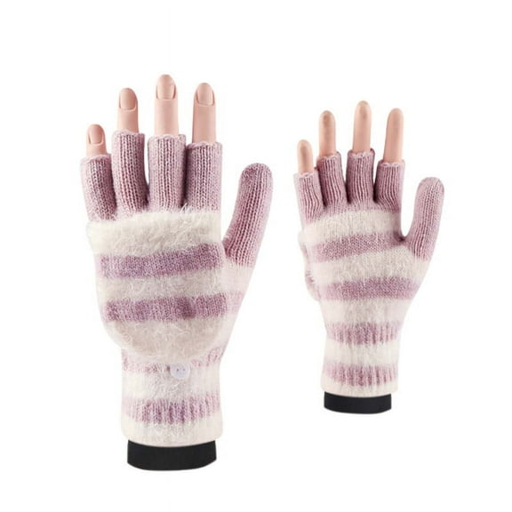 Ruanlalo Gloves,1 Pair Winter Gloves Fine Texture Convenient Keep Warm Winter Convertible Flip Fingerless Gloves for School
