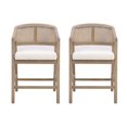 thumbnail image 1 of Noble House Wooden Frame Counter Stool Set of 2,Rattan Back with Rubberwood Frame,Beige+Natural Ash, 1 of 9