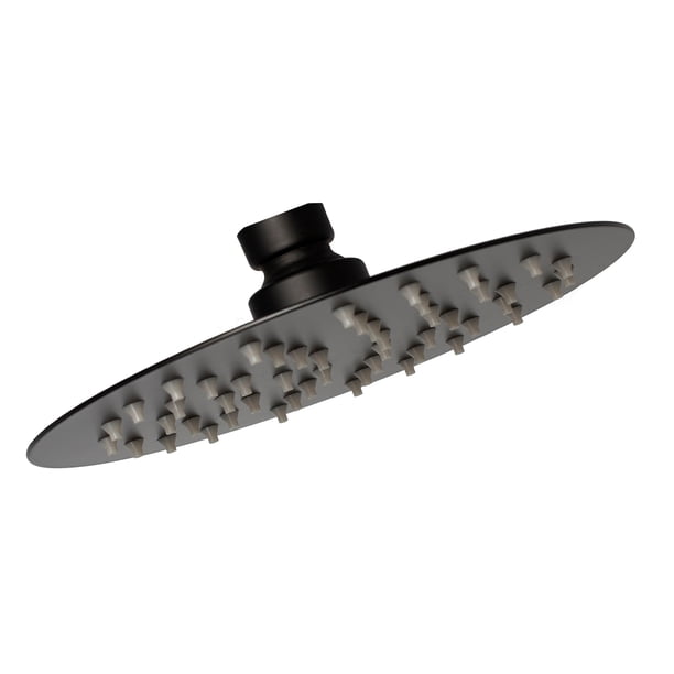 Regadera Redonda 15 cm Media y Baja Presion Rubinett Negro Mate Acero Inoxidable Sin Brazo