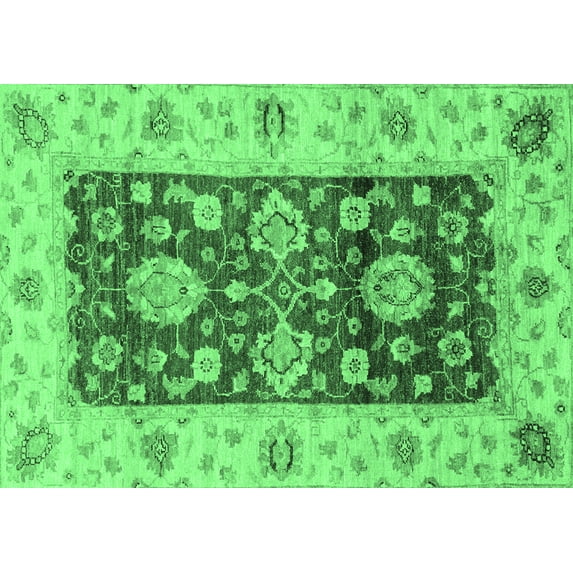 Ahgly Company Indoor Rectangle Oriental Emerald Green Traditional Area Rugs, 8' x 10'