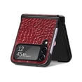thumbnail image 2 of SaniMore for Samsung Galaxy Z Flip 4 6.7" 2022 Case, Crocodile Texture PU Leather Hinge Protection Wear-resistant Vintage Folding Shell Shockproof Drop-resistant, Red, 2 of 11