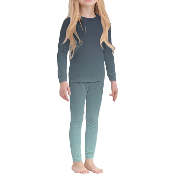 Coerni Toddler Kids Thermal Underwear Set Boys Girls Fleece Lined Base Layer Set Winter Gradient Sweatsuit Leggings Tracksuit