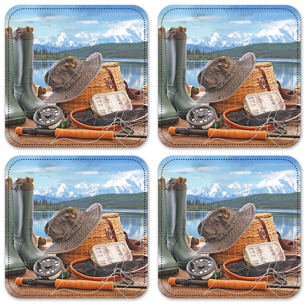 Vinyl Drink Coasters Set of 4 Fly Fishing Gear