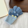 thumbnail image 2 of vdgthytj Unisex Kids Gloves Cute Print Color Block Soft Warm Handwear for Fall Winter Daily Outdoor Activities(One Size,Blue), 2 of 4