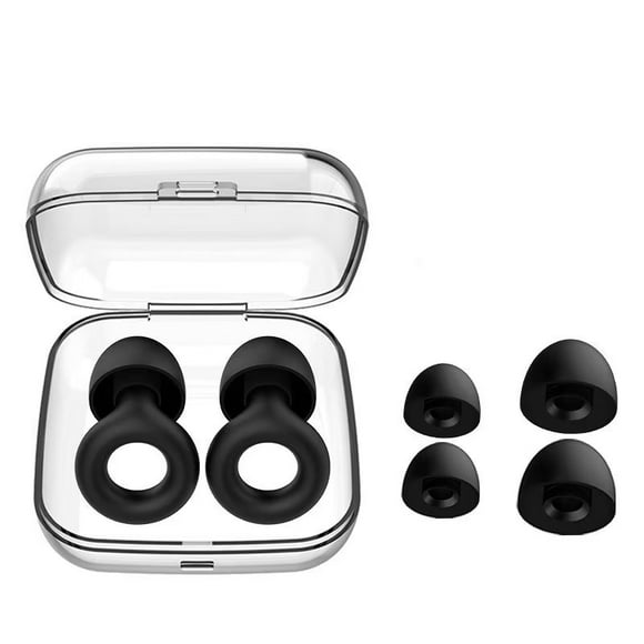 Loop Quiet Noise Reduction Earplugs - Super Soft, Reusable Hearing Protectors, for Sleep and Noise Sensitivity - 8 Tips in S/M/L - SNR 26dB - Black