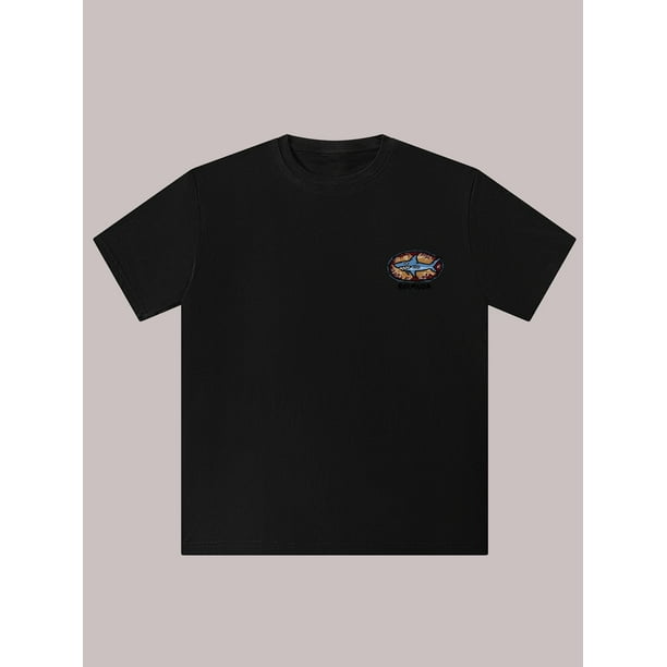 Shark Hip-Hop Cotton Tee - Casual Crew Neck Short Sleeve T-Shirt for Couples, Machine Washable, Summer Fashion