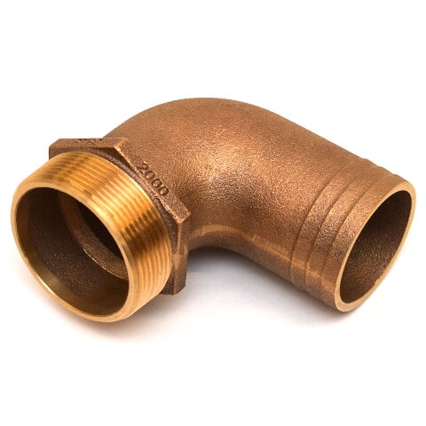 Groco Boat Pipe To Hose Fitting PTHC-2000 | 90 Degree 2 Inch Bronze