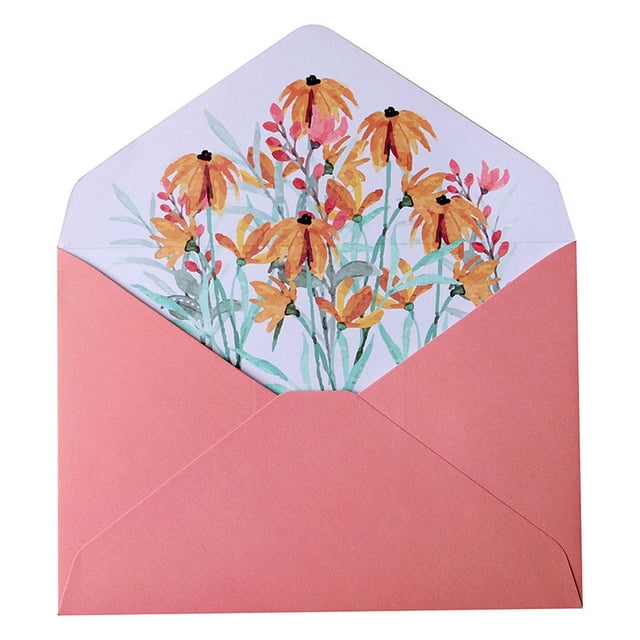 Sobre de boda, carta de invitación, tamaño A5, carta de amor escrita a mano, papel para cartas, juego de sobres con flores de primavera cálidas, contiene 2 sobres, 4 papeles para cartas