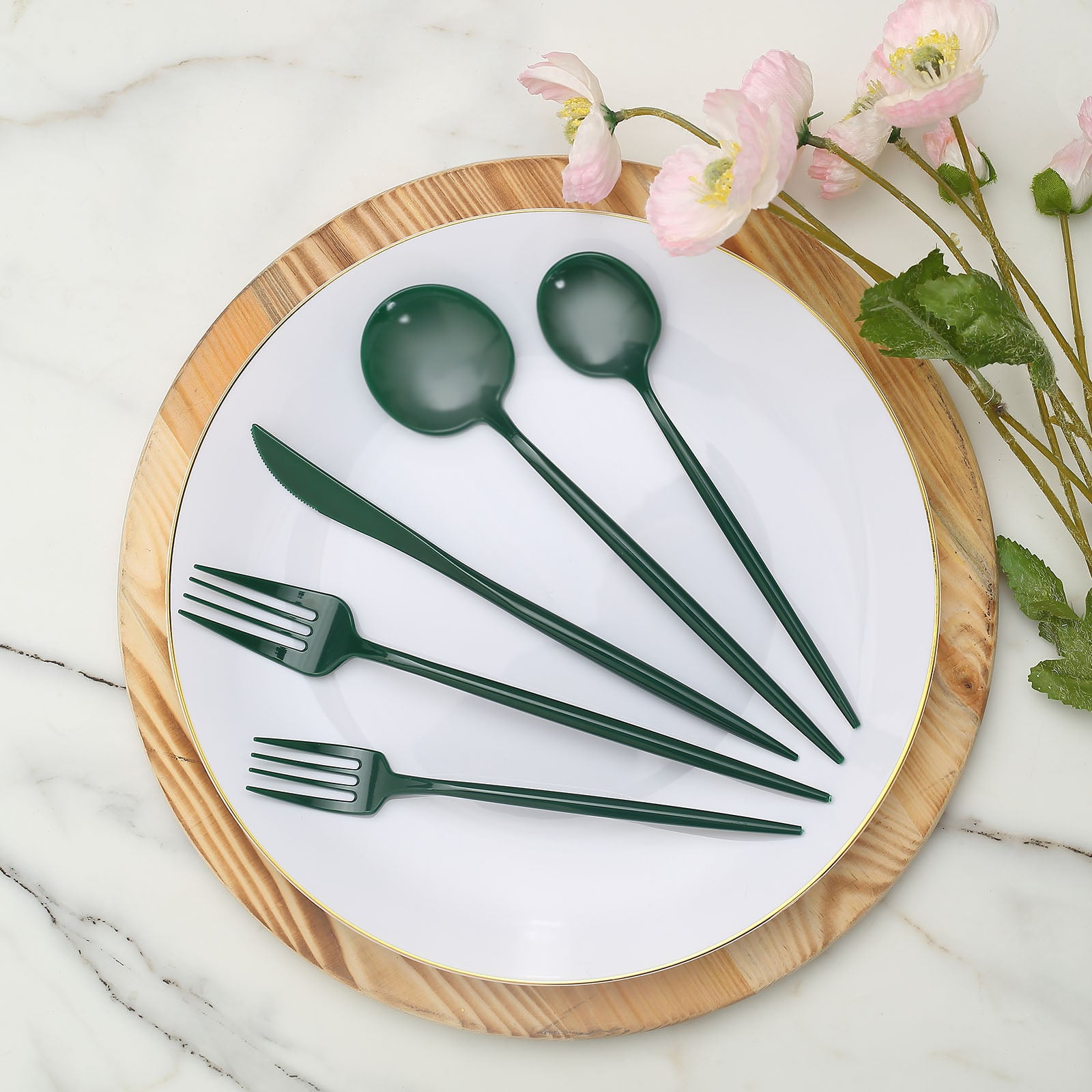 Efavormart 50 Pack | Hunter Emerald Green Heavy Duty Plastic Utensil ...