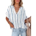 thumbnail image 1 of Asyoly Women's V-Neck Shirts Cuffed Sleeve Blouse Button Down Tops Side Split Tops, 1 of 4