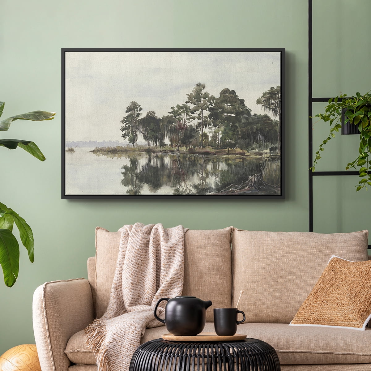 Vintage Landscape-XL By Wexford Home Framed in Black Wood Gallery Wrapped Canvas 25 in. x 37 in.