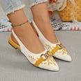 thumbnail image 6 of Samdudou Dress Shoes for Women Closed Toe Pointed Front Slingback Flats Canvas Texture Elegant Botanical Embroidery Chunky Chain Link Hardware Office Evening Party Shoes, 6 of 9
