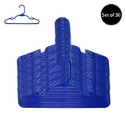 Your Zone Children's Clothing Hangers, 30 Pack, Blue, Sizes up to 8, Durable Plastic