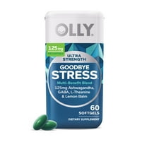 OLLY Ultra Strength Goodbye Stress Softgel Supplement, Stress Support, Ashwagandha L-Theanine, 60 Ct