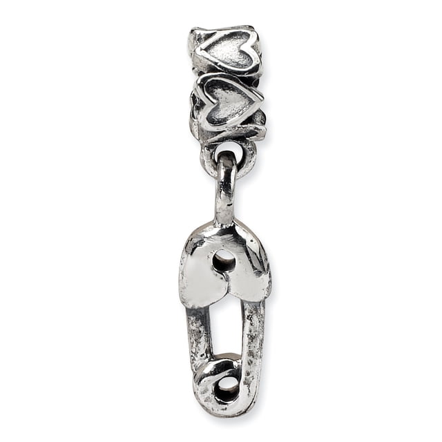 925 Sterling Silver Charm For Bracelet Kids Safety Pin Dangle Bead Kid Line
