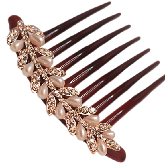 Raindrops Light Brown Vintage Rhinestone Hair Comb Decorative Hair Accessories for Weddings and Special Occasions 8.5 inch