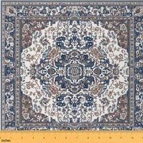 Homewish Ancient Boho Geometric Fabric by the Yard 1 Yard,Bohemain Flower Floral Home Decor Fabric by the Yard,Brown Beige Blue Sewing Fabric For Men Women,Super Cozy Room Decor