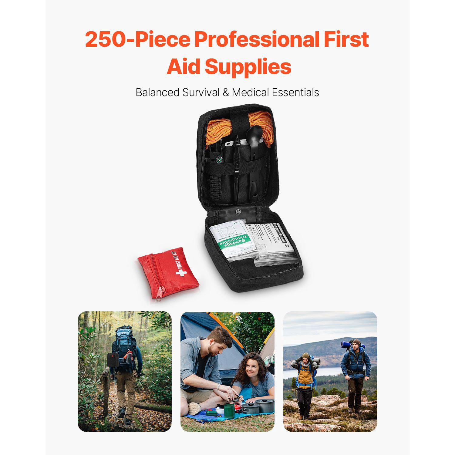 250Pcs 600D Nylon Trauma First Aid Kit Survival Emergency Bag for Camping Hiking Hunting Outdoor Adventure