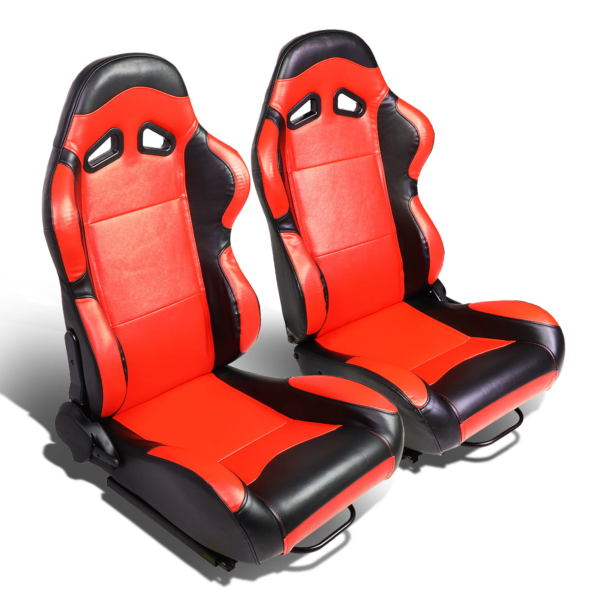 2 BLACK & RED PVC LEATHER RACING SEATS FOR ALL ACURA 
