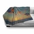 thumbnail image 3 of Sunset Soft Flannel Fleece Blanket, Hot Air Balloon on Skyline with Horizon at Sea Background Relax Adventure Scenery, Cozy Plush for Indoor and Outdoor Use, 60" x 80", Blue Yellow, by Ambesonne, 3 of 6