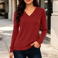 thumbnail image 3 of DISKEBUISS Women's V‑Neck Ribbed Knit Sweater Long Sleeve Casual Pullover Tops for Winter Fall Daily, 3 of 7