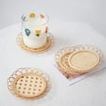 thumbnail image 2 of Cheers Rattan Coaster Retro Exquisite Bamboo Flower Shaped Coffee Boho Coasters for Living Room, 2 of 7
