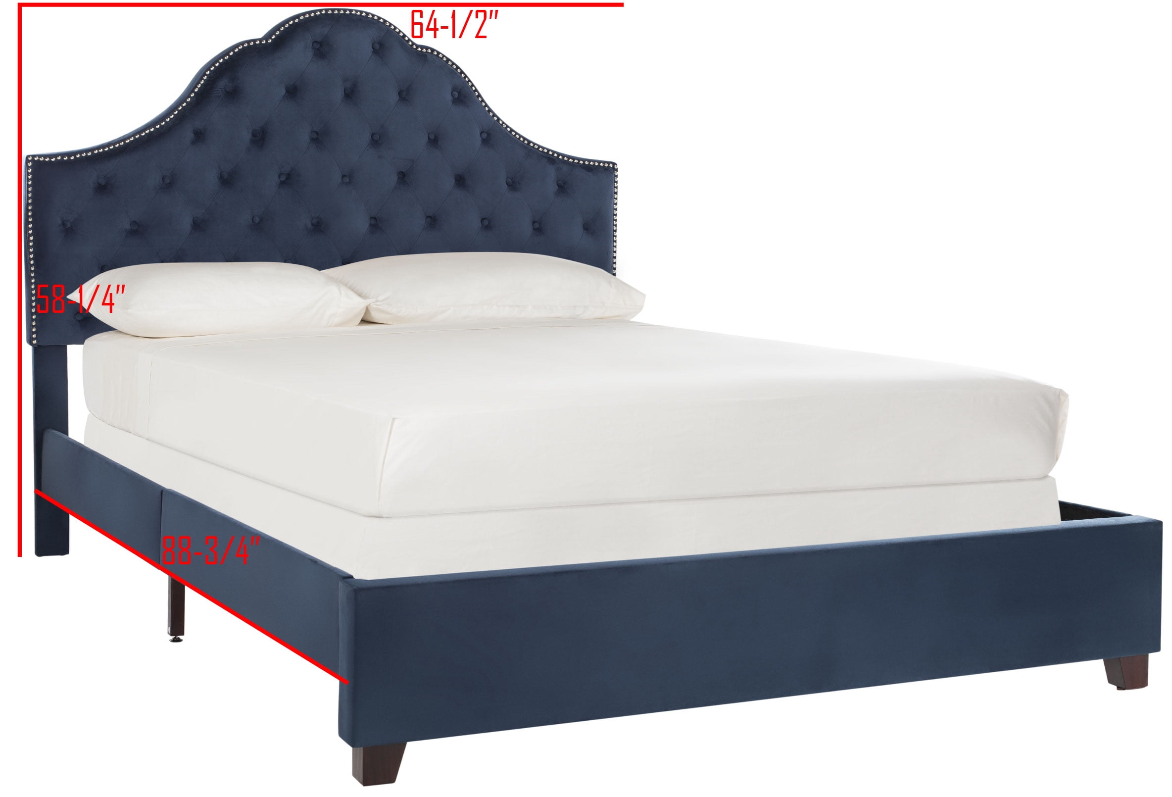 SAFAVIEH Beckham Modern Glam Tufted Headboard with Nail Heads, Full, Navy
