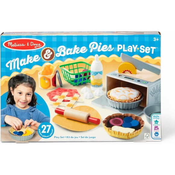 Melissa & Doug Make and Bake Pies Pretend Play Food Set and Wooden Oven with Squishy Dough for Ages 3+ - FSC Certified