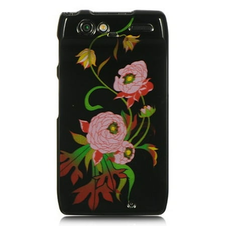 Razr Shell - Insten Hard Crystal Skin Back Protective Shell Cover Case For Motorola Droid Razr XT912 - Black Peony