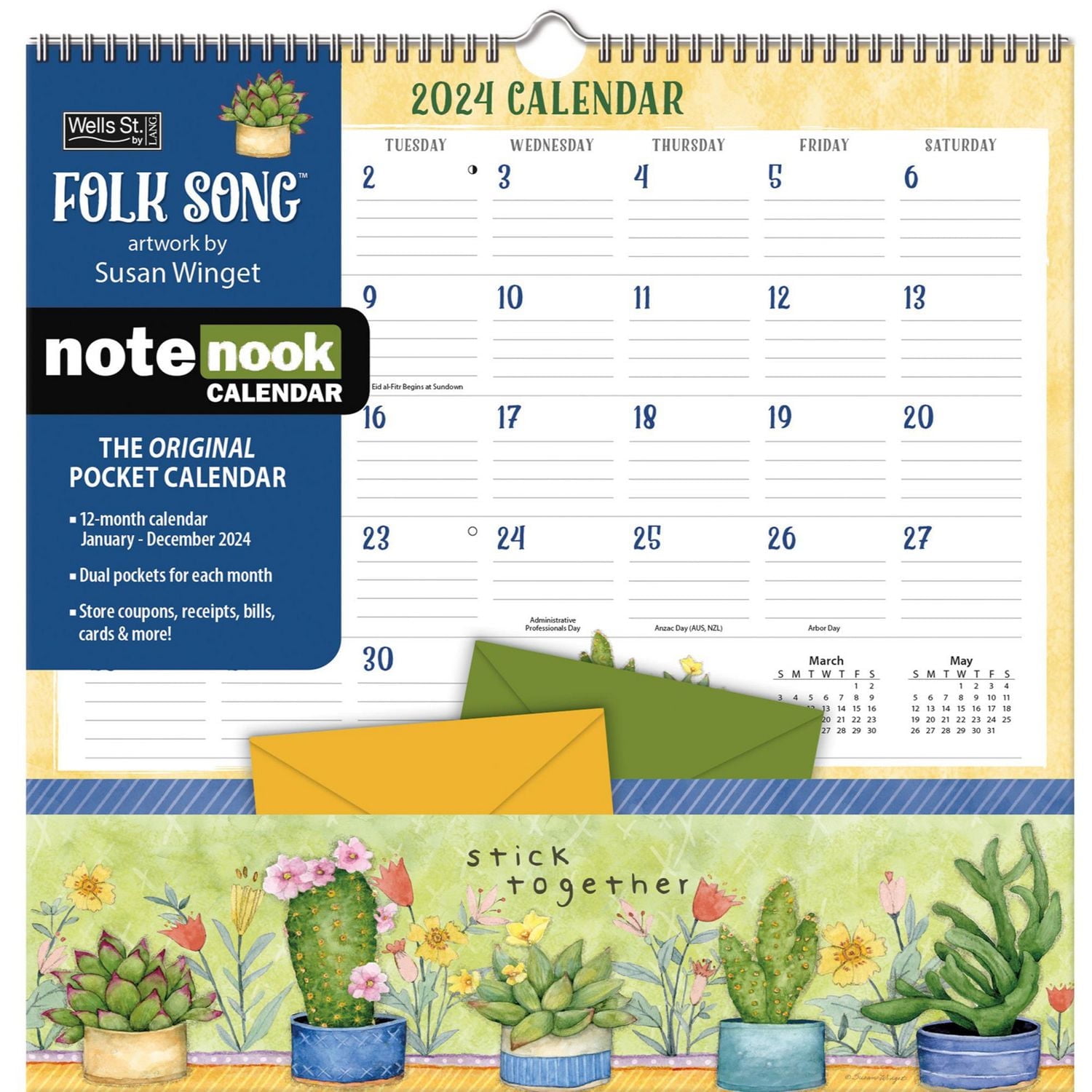 Chanson Folklorique 2024 30.48x30.48 CM Note Nook Mur Carré Calendrier, 9781469430270