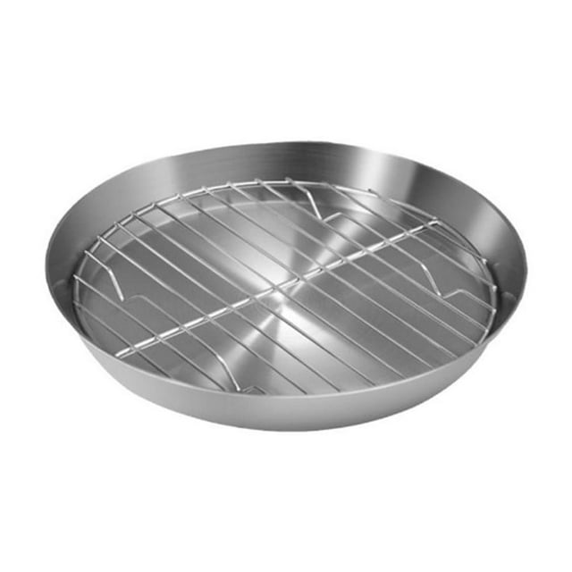Round Baking Pan Roast Turkey Tray with Cooling Rack for Kitchen BBQ Cake