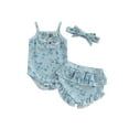 thumbnail image 2 of Musuos Baby Girls 3Pcs Summer Outfit 3M 6M 12M 18M Sleeveless Button Front Romper + Shorts + Headband Set Newborn Clothes, 2 of 9