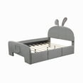 thumbnail image 4 of Miekor Full Size Velvet Platform Bed with Rabbit-Shaped Headboard, with Drawers, with Bed-End Storage Pocket, Gray BC2A3391, 4 of 9