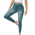 thumbnail image 4 of QATAINLAV Womens Trendy Denim Print Leggings Fake Jeans Seamless Full Length Tights Casual High Waist Jeggings Workout Sport Yoga Pants with Pocket Sky Blue XL Weekly Prime, 4 of 10