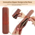 thumbnail image 2 of Upgrade with zipper Makeup Brush Holder. Soft and Silky Silicone Cosmetic Brush Box. and Portable Cosmetic Face Brushes Tools Organizer for Travel. (Brown), 2 of 5