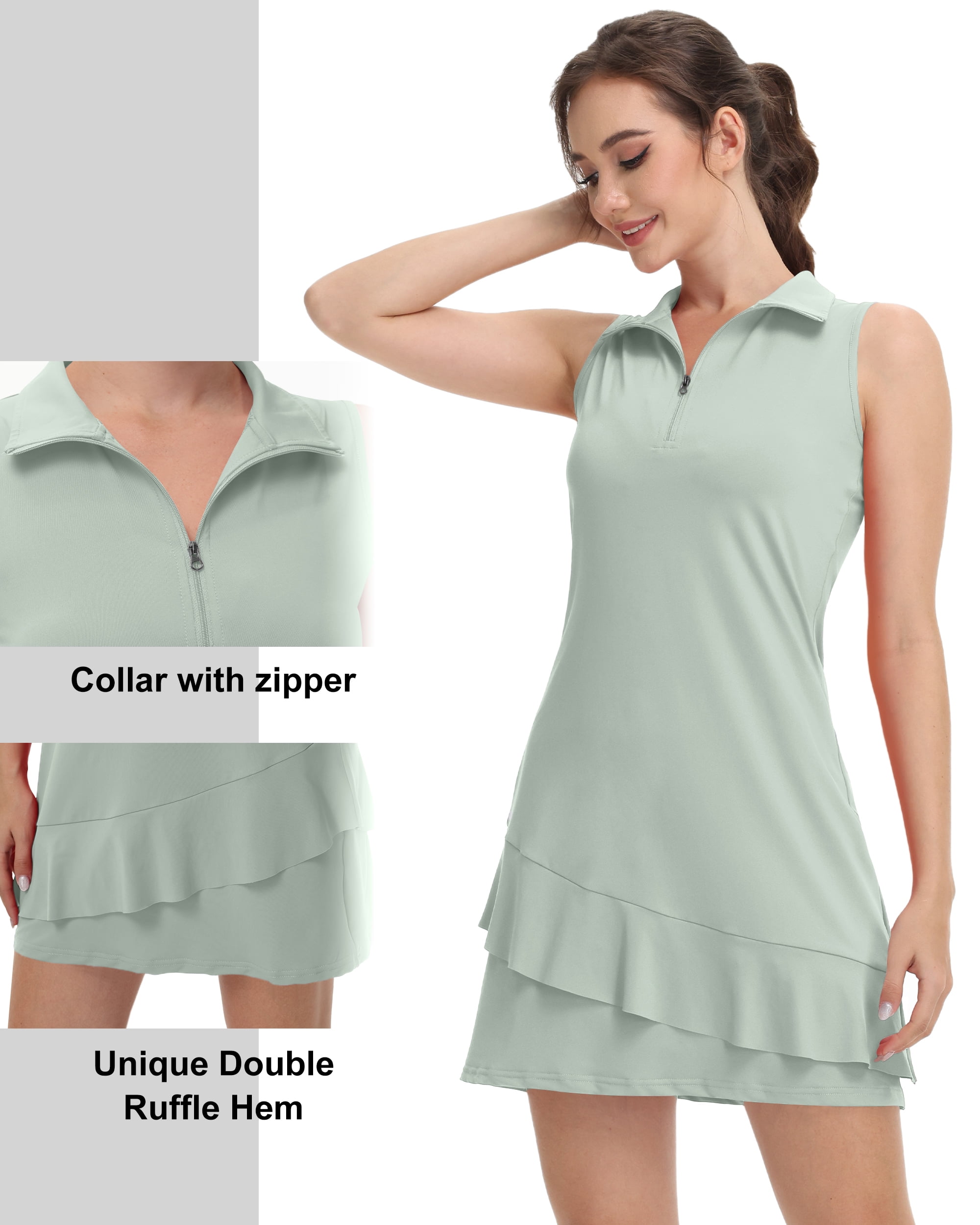 Tennis Dress for Women Golf Outfits with Shorts and Pockets Sleeveless Active Exercise Athletic Dresses for Women
