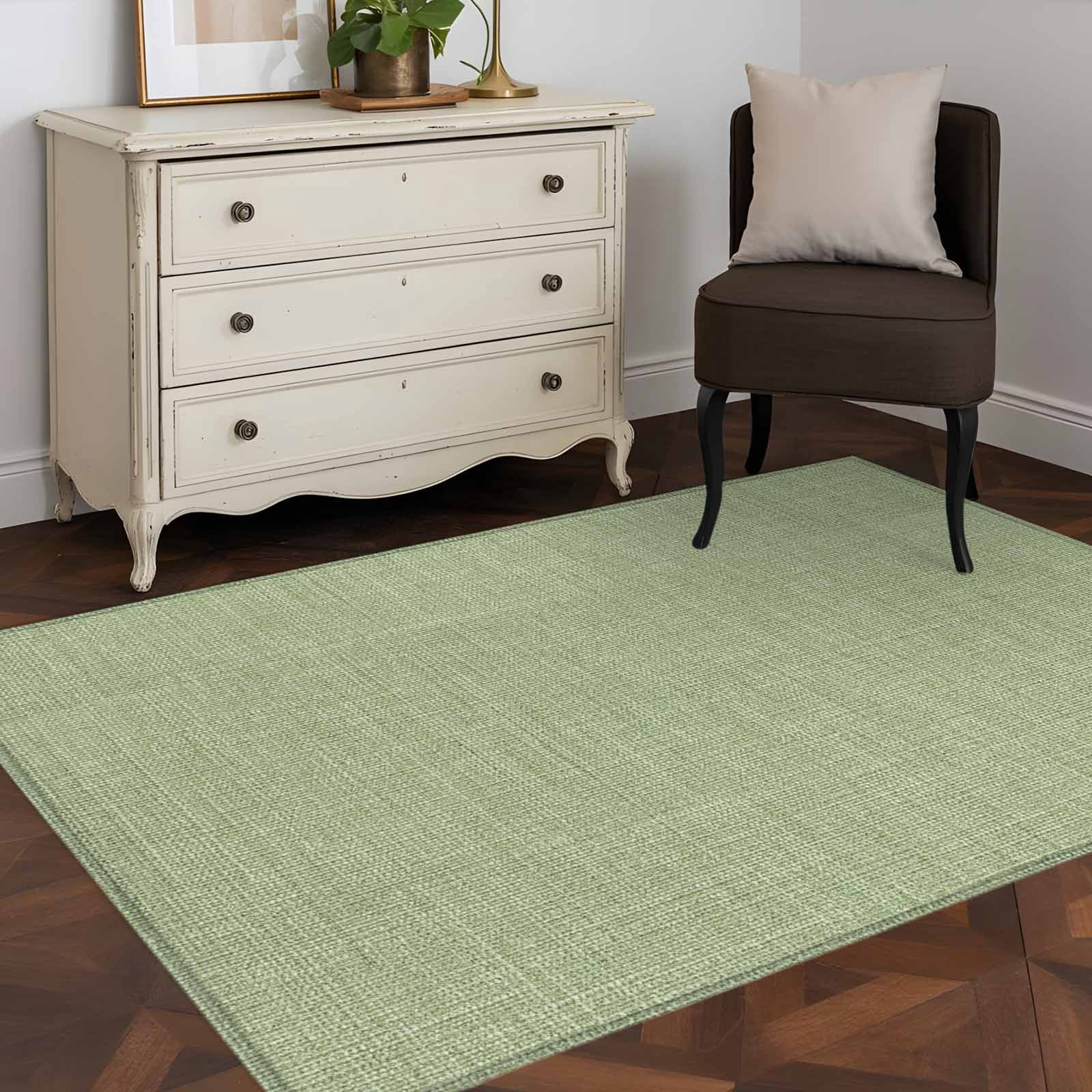 Vintage Sage Green Living Room Rug 4x6 Washable Area Rug for Bedroom, Non-Slip Dining Room Rugs Farmhouse Retro Beige Solid Color Indoor Carpet for Kitchen Entryway Office Nursery Laundry