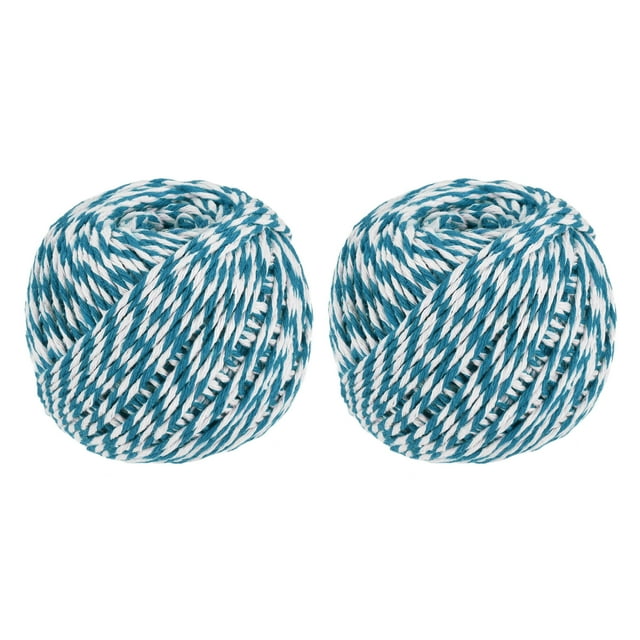 Unique Bargains Twine Packing String Wrapping Cotton Twine 75M Blue and White Rope for Gift Wrapping Twine, Pack of 2