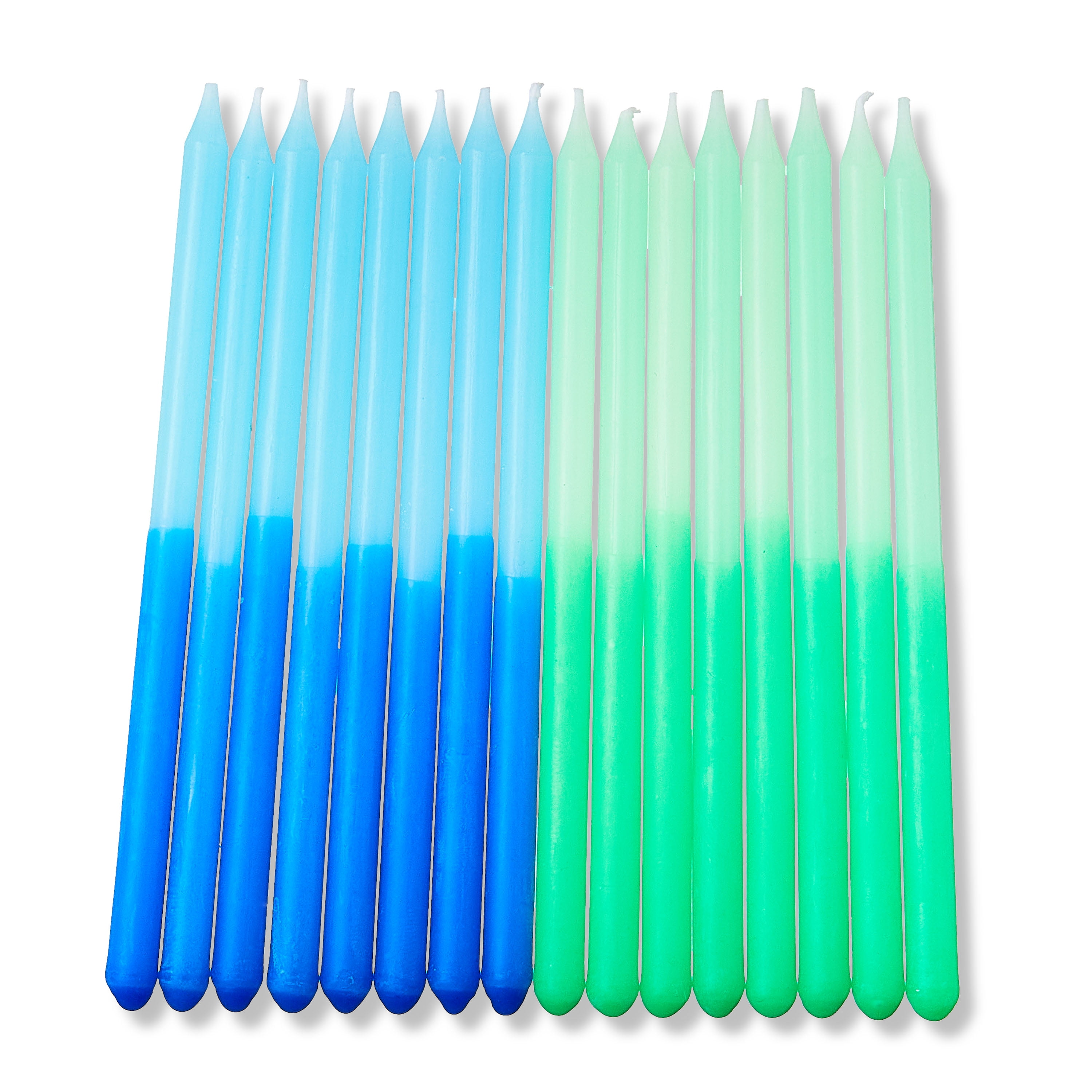 Great Value Tall Ombre Blue and Green Birthday Candles, 16 Count