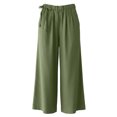 thumbnail image 4 of Karymi Biker Shorts Women Elastic High Waist Side Tie Wide Leg Palazzo Pants, Solid Pleated Front Trousers with Deep Side Pockets, Relaxed Flowy Pants Shorts for Women, 4 of 7