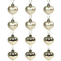 KCEHTA 12 Pcs Heart Shaped Christmas Ornaments, Heart Christmas Tree Ornaments, Shatterproof Plastic Heart Ornaments for Christmas Tree Party Decor Valentine's Day Hanging Ornaments