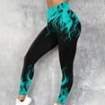 thumbnail image 2 of QQAMB Women's Leggings High Waist Flame Printed Fitness Running Leggings Casual Fashion Tights Blue 3XL, 2 of 7