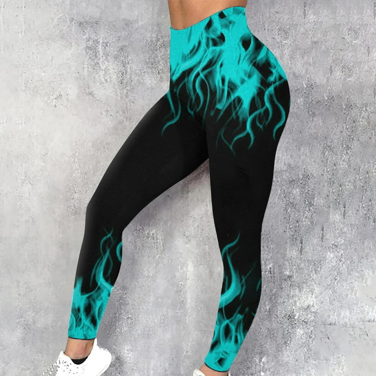 Brnmxoke Women Sports Leggings Flame Printed Yoga Pants High