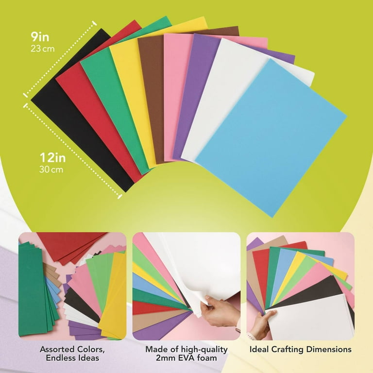 Time 4 Crafts 12-Piece Foam EVA Sheets - 9" X 12", Sky Blue, 2mm Thick, For DIY Arts, Crafts, Costumes & Projects