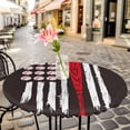 thumbnail image 6 of Round Fitted Tablecloth with Elastic Edge, American Flag Baseball Fitted Table Cloth for Round Tables, Patriot Black and White Red Waterproof Tablecloth for Outdoor Picnic Party 45-54in, 6 of 9